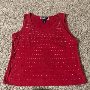 Karen Scott Red Tank Top with Stud Accents